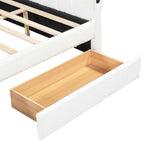 Lit de repos rembourré Queen Size avec 2 tiroirs de rangement, Cadre de lit de repos moderne avec port USB et accoudoir
