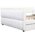 Lit de repos rembourré Queen Size avec 2 tiroirs de rangement, Cadre de lit de repos moderne avec port USB et accoudoir