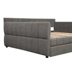 Lit de repos rembourré Queen Size avec 2 tiroirs de rangement, Cadre de lit de repos moderne avec port USB et accoudoir
