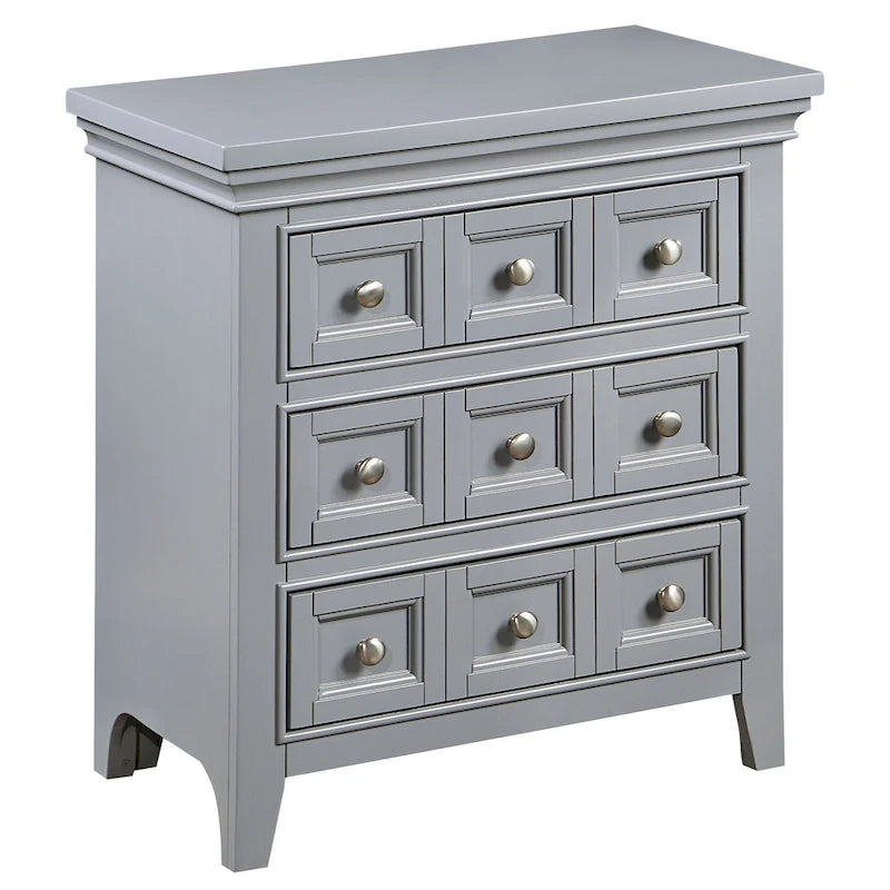 Table de chevet Saer Transitional gris en bois à 3 tiroirs par Furniture of America