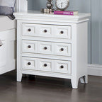 Table de chevet Saer Transitional gris en bois à 3 tiroirs par Furniture of America