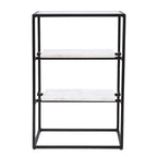 Table d'appoint avec plateau en verre et étagères en marbre SEI Furniture Piesby, noir/blanc