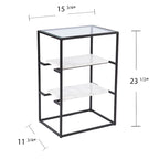 Table d'appoint avec plateau en verre et étagères en marbre SEI Furniture Piesby, noir/blanc