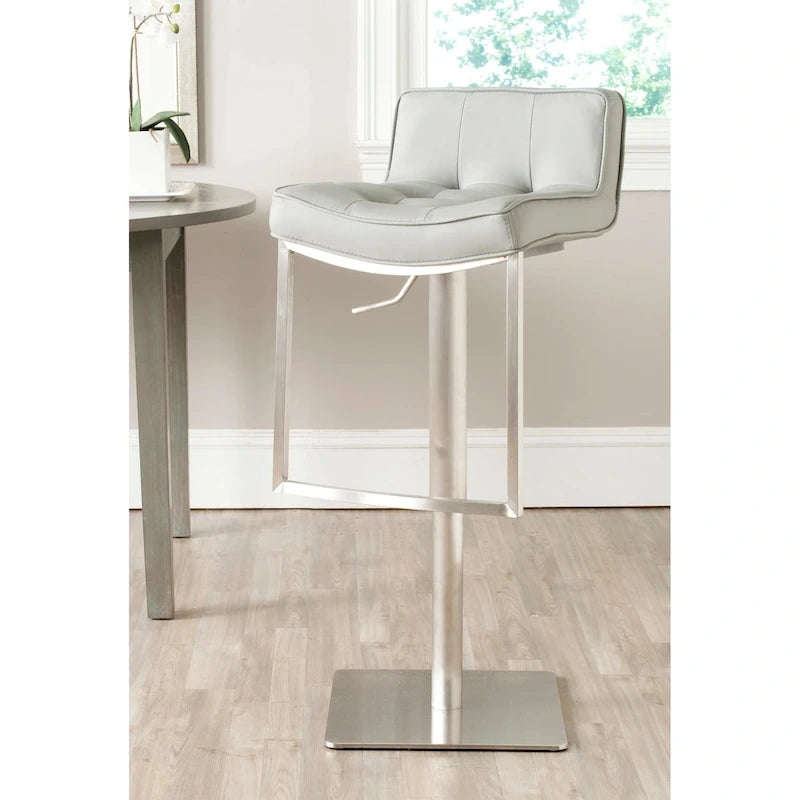 SAFAVIEH Lyndy 24.8-34.2-inch White Leather Adjustable Swivel Bar Stool - 20.1 x 16.5 x 29.9 - 20Wx17Dx30H