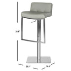 SAFAVIEH Lyndy Tabouret de bar pivotant réglable en cuir blanc de 24,8 à 34,2 pouces - 20,1 x 16,5 x 29,9 - 20Lx17Px30H