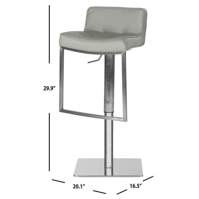 SAFAVIEH Lyndy Tabouret de bar pivotant réglable en cuir blanc de 24,8 à 34,2 pouces - 20,1 x 16,5 x 29,9 - 20Lx17Px30H
