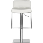 SAFAVIEH Lyndy Tabouret de bar pivotant réglable en cuir blanc de 24,8 à 34,2 pouces - 20,1 x 16,5 x 29,9 - 20Lx17Px30H