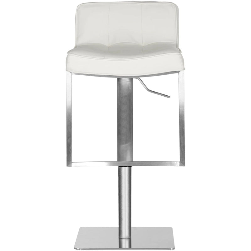 SAFAVIEH Lyndy Tabouret de bar pivotant réglable en cuir blanc de 24,8 à 34,2 pouces - 20,1 x 16,5 x 29,9 - 20Lx17Px30H