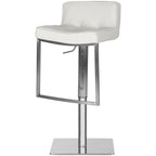 SAFAVIEH Lyndy Tabouret de bar pivotant réglable en cuir blanc de 24,8 à 34,2 pouces - 20,1 x 16,5 x 29,9 - 20Lx17Px30H