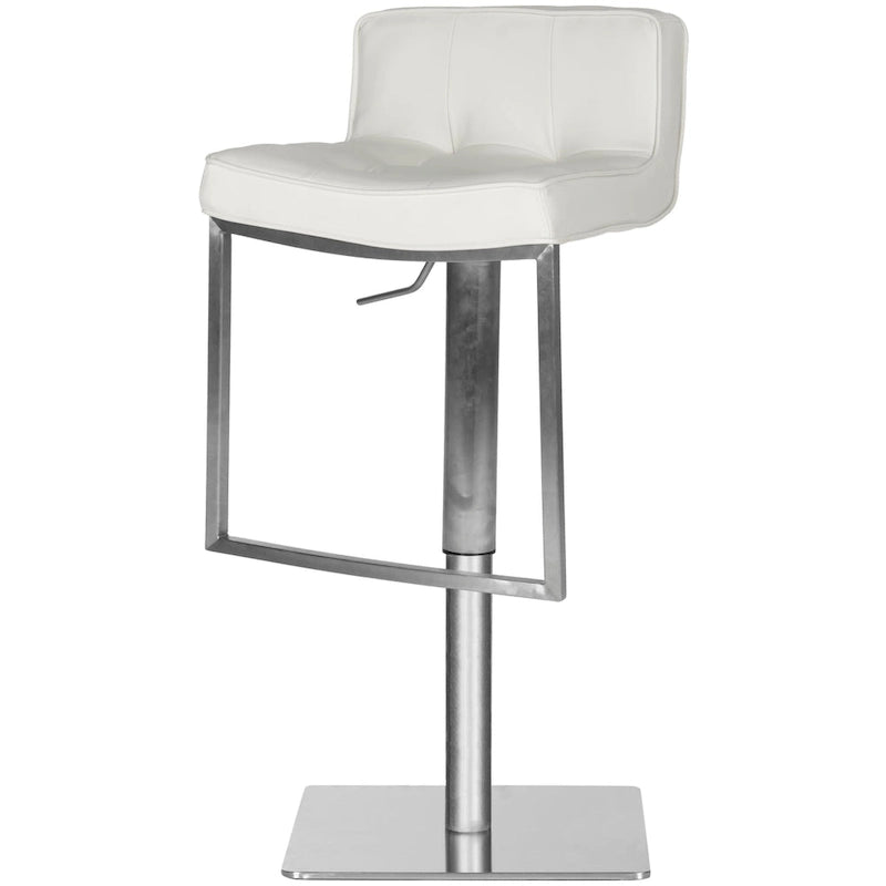 SAFAVIEH Lyndy Tabouret de bar pivotant réglable en cuir blanc de 24,8 à 34,2 pouces - 20,1 x 16,5 x 29,9 - 20Lx17Px30H