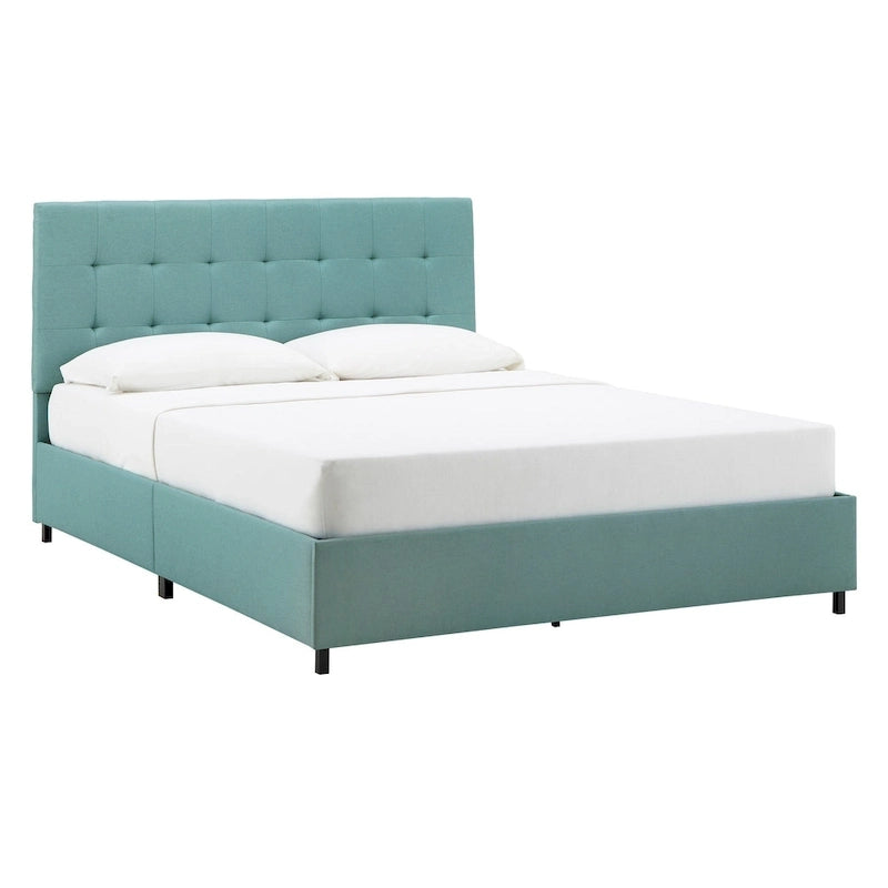 Lit plateforme capitonné Queen Myla en lin par iNSPIRE Q Classic