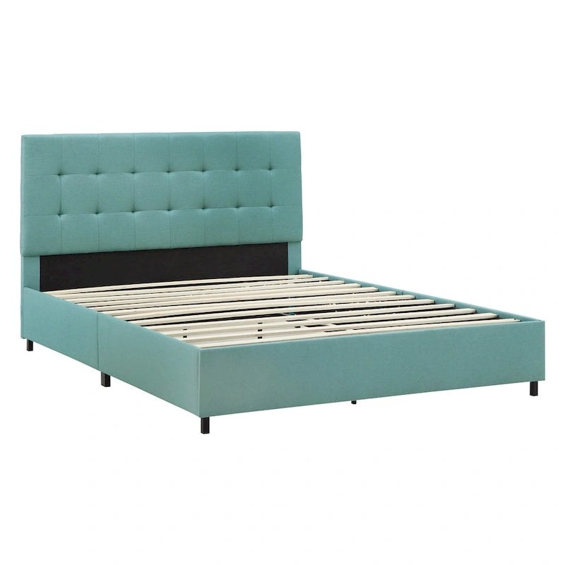Lit plateforme capitonné Queen Myla en lin par iNSPIRE Q Classic