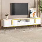 Meuble TV de rangement de luxe minimaliste avec accents dorés - 13.90 x 78.80 x 19.00