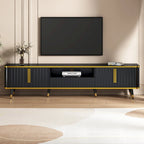 Meuble TV de rangement de luxe minimaliste avec accents dorés - 13.90 x 78.80 x 19.00