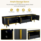 Meuble TV de rangement de luxe minimaliste avec accents dorés - 13.90 x 78.80 x 19.00