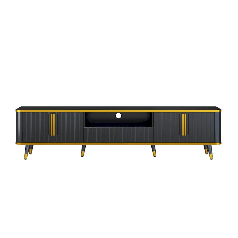 Meuble TV de rangement de luxe minimaliste avec accents dorés - 13.90 x 78.80 x 19.00