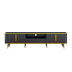 Meuble TV de rangement de luxe minimaliste avec accents dorés - 13.90 x 78.80 x 19.00