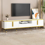 Meuble TV de rangement de luxe minimaliste avec accents dorés - 13.90 x 78.80 x 19.00