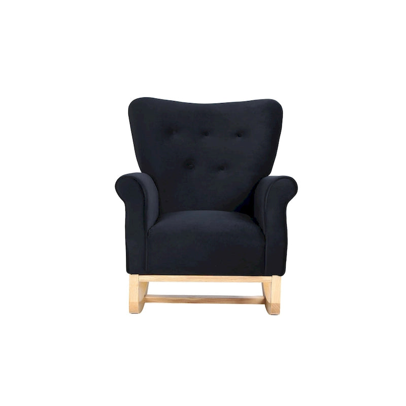 Fauteuil à bascule capitonné avec pieds en bois