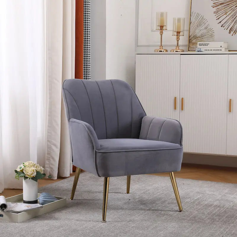 Fauteuil à bascule capitonné avec pieds en bois