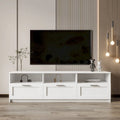 Meuble TV Blanc Moderne Minimaliste Commode Rangement 3 Tiroirs Pour 80 Pouces - 16.14 x 70.87 x 20.87