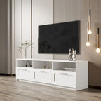 Meuble TV Blanc Moderne Minimaliste Commode Rangement 3 Tiroirs Pour 80 Pouces - 16.14 x 70.87 x 20.87