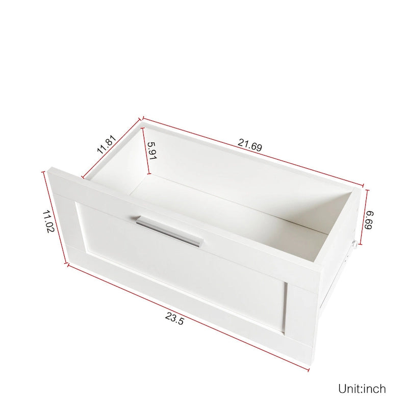 Meuble TV Blanc Moderne Minimaliste Commode Rangement 3 Tiroirs Pour 80 Pouces - 16.14 x 70.87 x 20.87