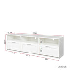 Meuble TV Blanc Moderne Minimaliste Commode Rangement 3 Tiroirs Pour 80 Pouces - 16.14 x 70.87 x 20.87