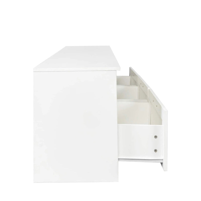 Meuble TV Blanc Moderne Minimaliste Commode Rangement 3 Tiroirs Pour 80 Pouces - 16.14 x 70.87 x 20.87