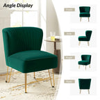 Chaise d'appoint capitonnée en velours moderne Barto avec pieds dorés par HULALA HOME