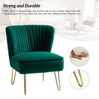 Chaise d'appoint capitonnée en velours moderne Barto avec pieds dorés par HULALA HOME