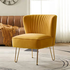 Chaise d'appoint capitonnée en velours moderne Barto avec pieds dorés par HULALA HOME