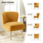 Chaise d'appoint capitonnée en velours moderne Barto avec pieds dorés par HULALA HOME