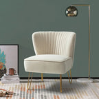 Chaise d'appoint capitonnée en velours moderne Barto avec pieds dorés par HULALA HOME