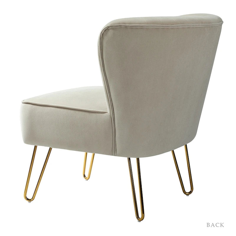 Chaise d'appoint capitonnée en velours moderne Barto avec pieds dorés par HULALA HOME