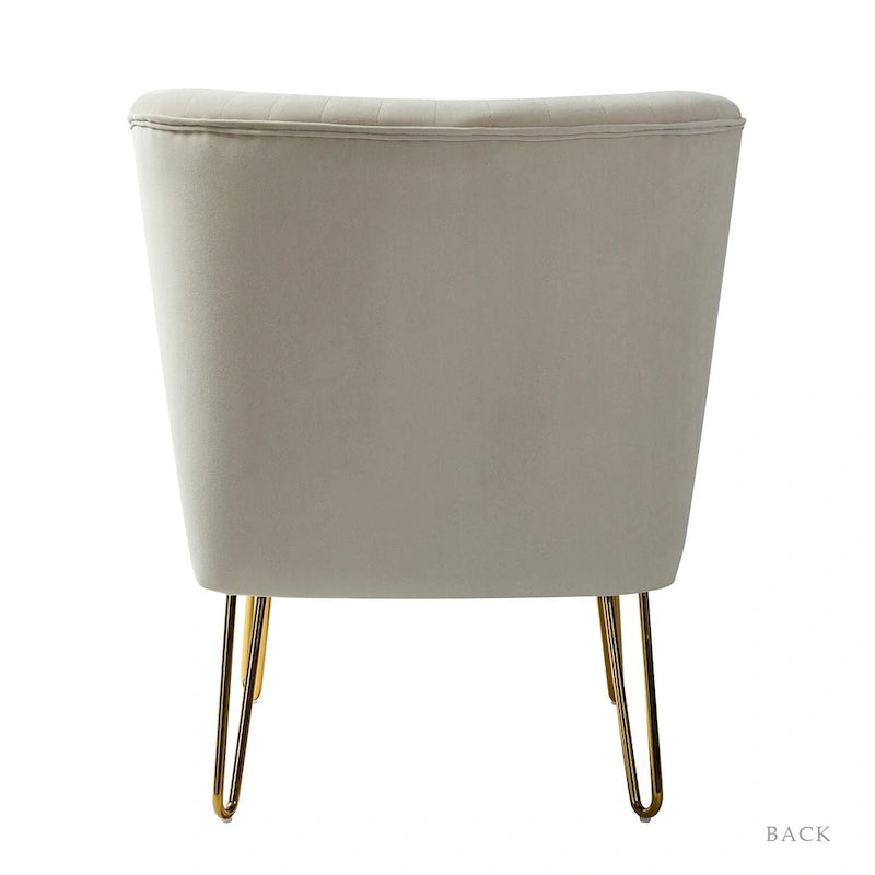 Chaise d'appoint capitonnée en velours moderne Barto avec pieds dorés par HULALA HOME