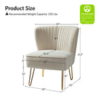 Chaise d'appoint capitonnée en velours moderne Barto avec pieds dorés par HULALA HOME