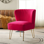 Chaise d'appoint capitonnée en velours moderne Barto avec pieds dorés par HULALA HOME