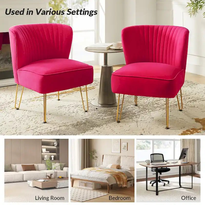 Chaise d'appoint capitonnée en velours moderne Barto avec pieds dorés par HULALA HOME