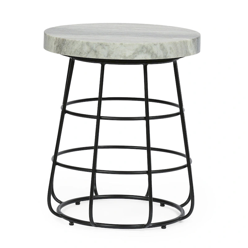 Table d'appoint Woodbine moderne fabriquée à la main en marbre par Christopher Knight Home - 18,00 L x 18,00 l x 22,00 H