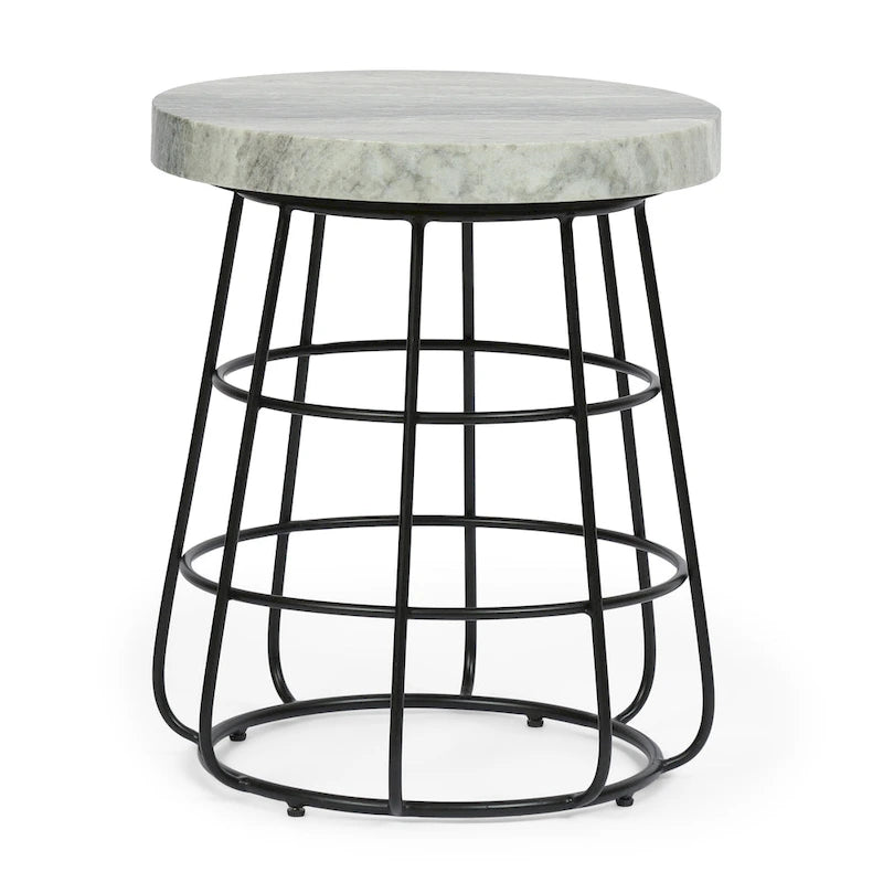 Table d'appoint Woodbine moderne fabriquée à la main en marbre par Christopher Knight Home - 18,00 L x 18,00 l x 22,00 H