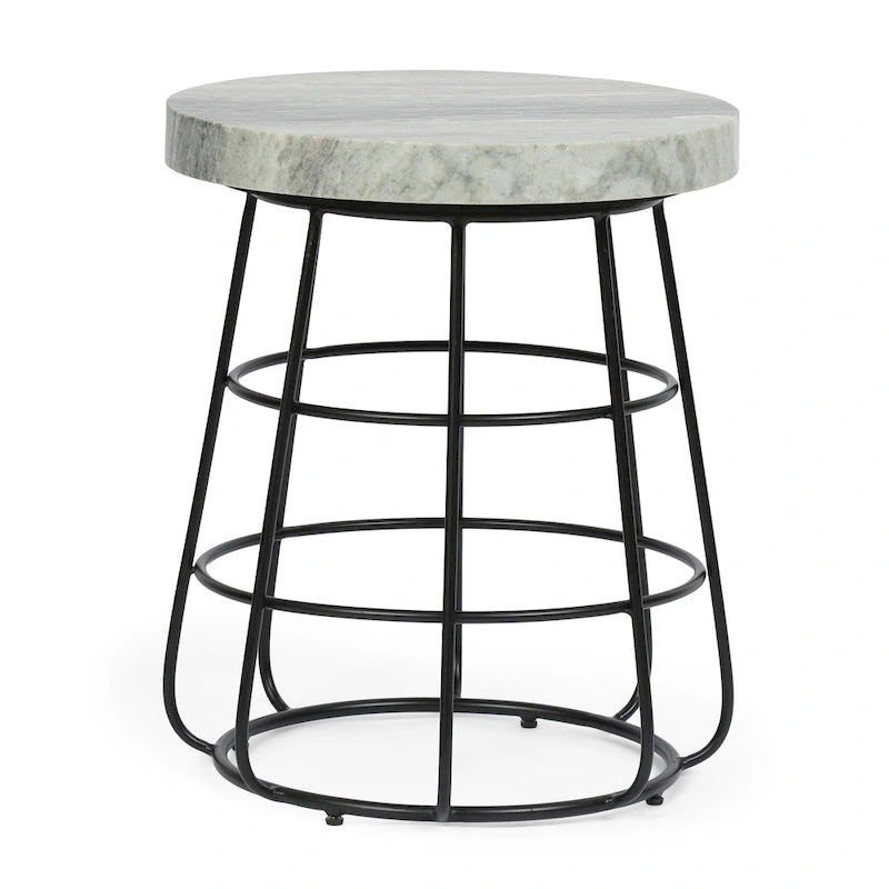 Table d'appoint Woodbine moderne fabriquée à la main en marbre par Christopher Knight Home - 18,00 L x 18,00 l x 22,00 H