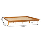 Lit plate-forme King en pin massif caramel/noyer/blanc/chêne clair, sans sommier, 1 personne