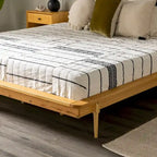 Lit plate-forme King en pin massif caramel/noyer/blanc/chêne clair, sans sommier, 1 personne