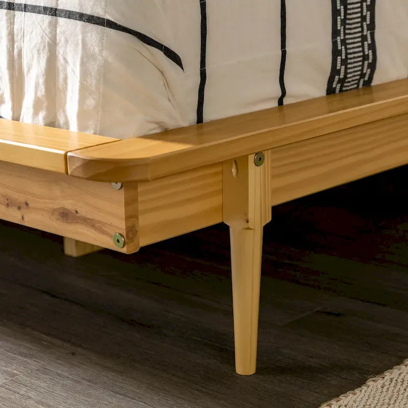 Lit plate-forme King en pin massif caramel/noyer/blanc/chêne clair, sans sommier, 1 personne