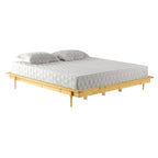 Lit plate-forme King en pin massif caramel/noyer/blanc/chêne clair, sans sommier, 1 personne