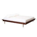 Lit plate-forme King en pin massif caramel/noyer/blanc/chêne clair, sans sommier, 1 personne