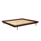 Lit plate-forme King en pin massif caramel/noyer/blanc/chêne clair, sans sommier, 1 personne