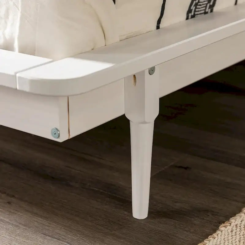 Lit plate-forme King en pin massif caramel/noyer/blanc/chêne clair, sans sommier, 1 personne