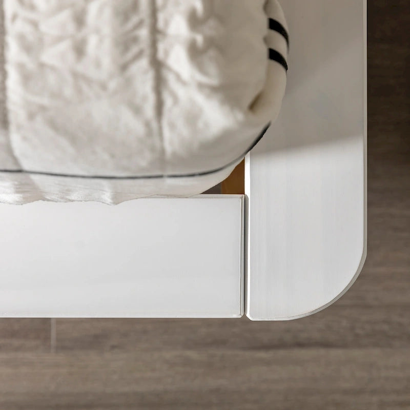 Lit plate-forme King en pin massif caramel/noyer/blanc/chêne clair, sans sommier, 1 personne